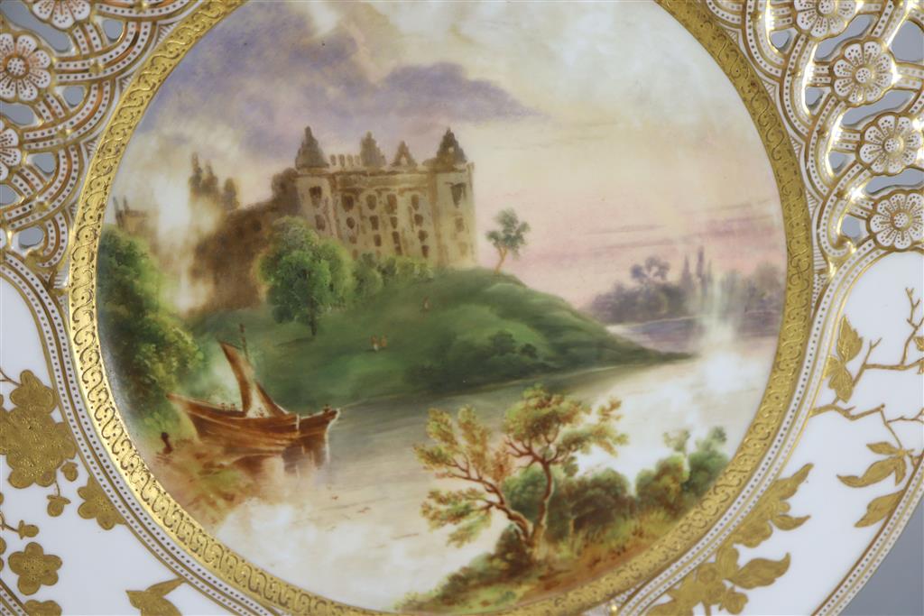 A set of seventeen Coalport topographical dessert plates, c.1880, 24cm diameter
